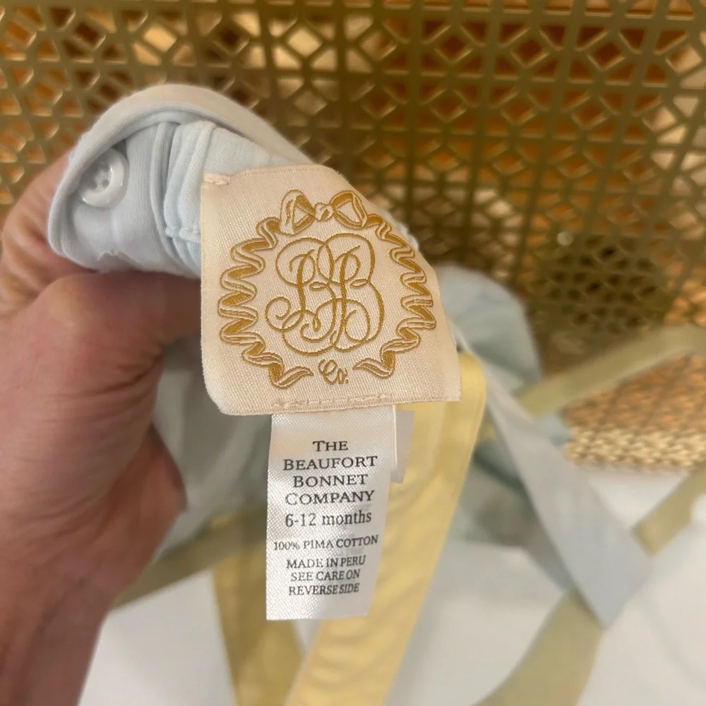 The Beaufort Bonnet Company Light Blue and Yellow sunsuit! 6-12 months! Adorable - Picture 4 of 4